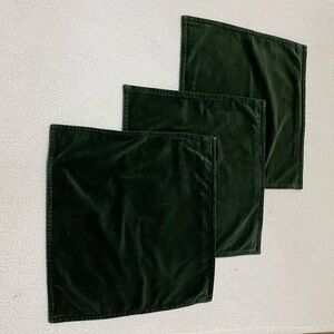 Pottery Barn Hunter green velvet pillow covers, 20” x 20” very good condition